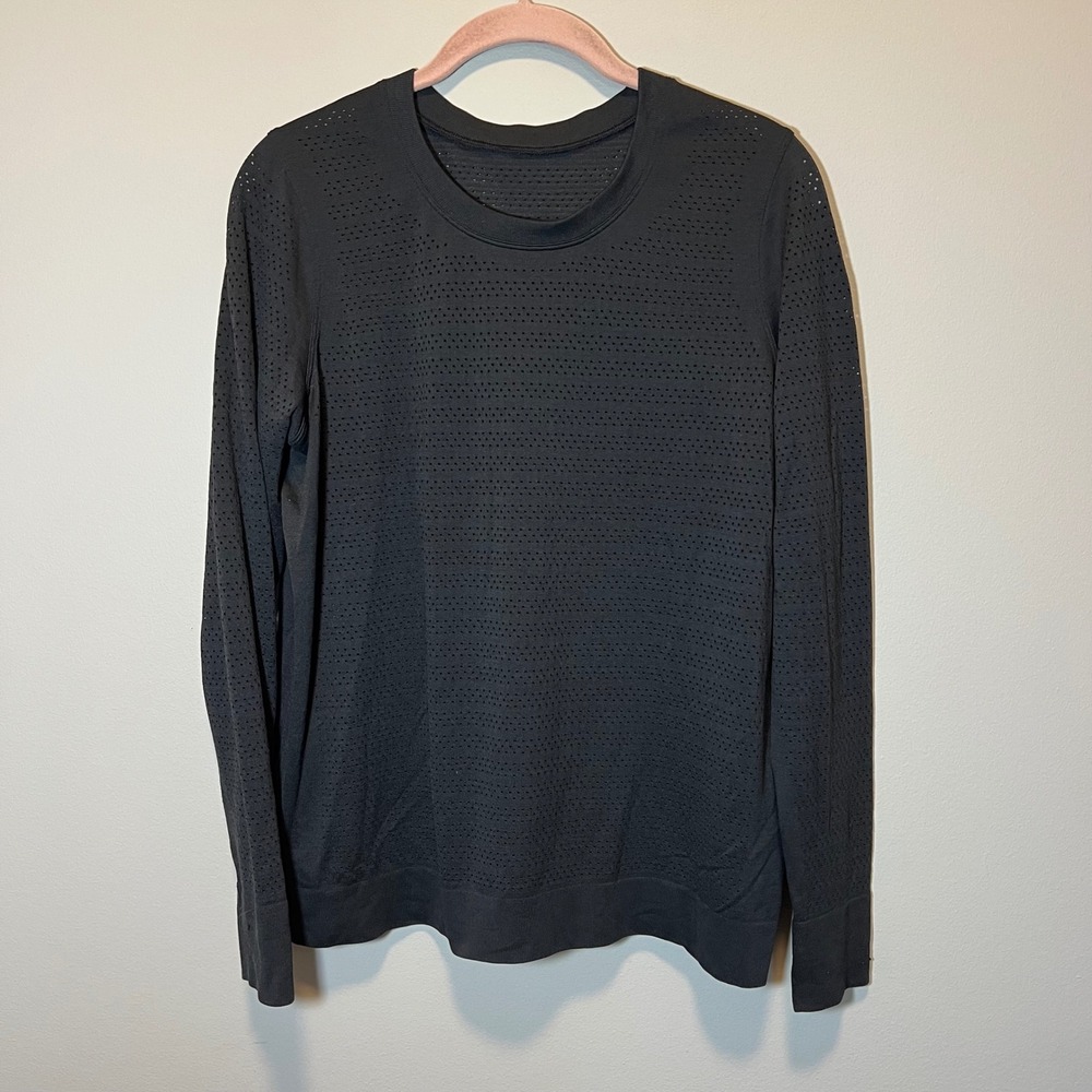 Lululemon Breeze Through Long Sleeve Perforated Training Top Black Women's 8